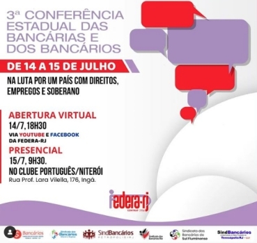 3ª Conferência Estadual dos Bancários será  nesta sexta (14) e sábado (15)