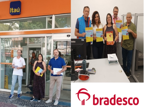 Dia nacional de luta: bancários realizam atos em agências do Itaú e do Bradesco em Petrópolis
