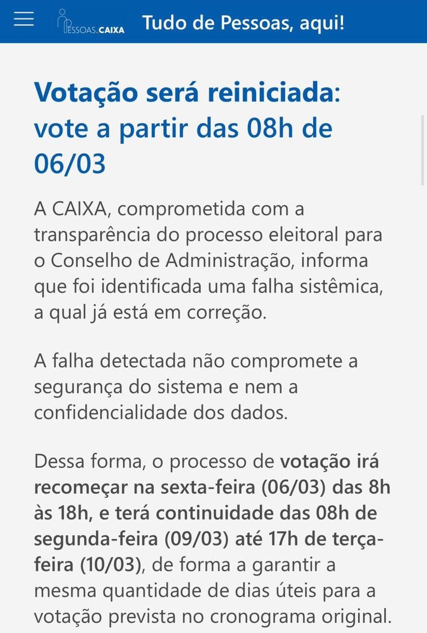Erro da Caixa prejudica eleição do Conselho de Administração