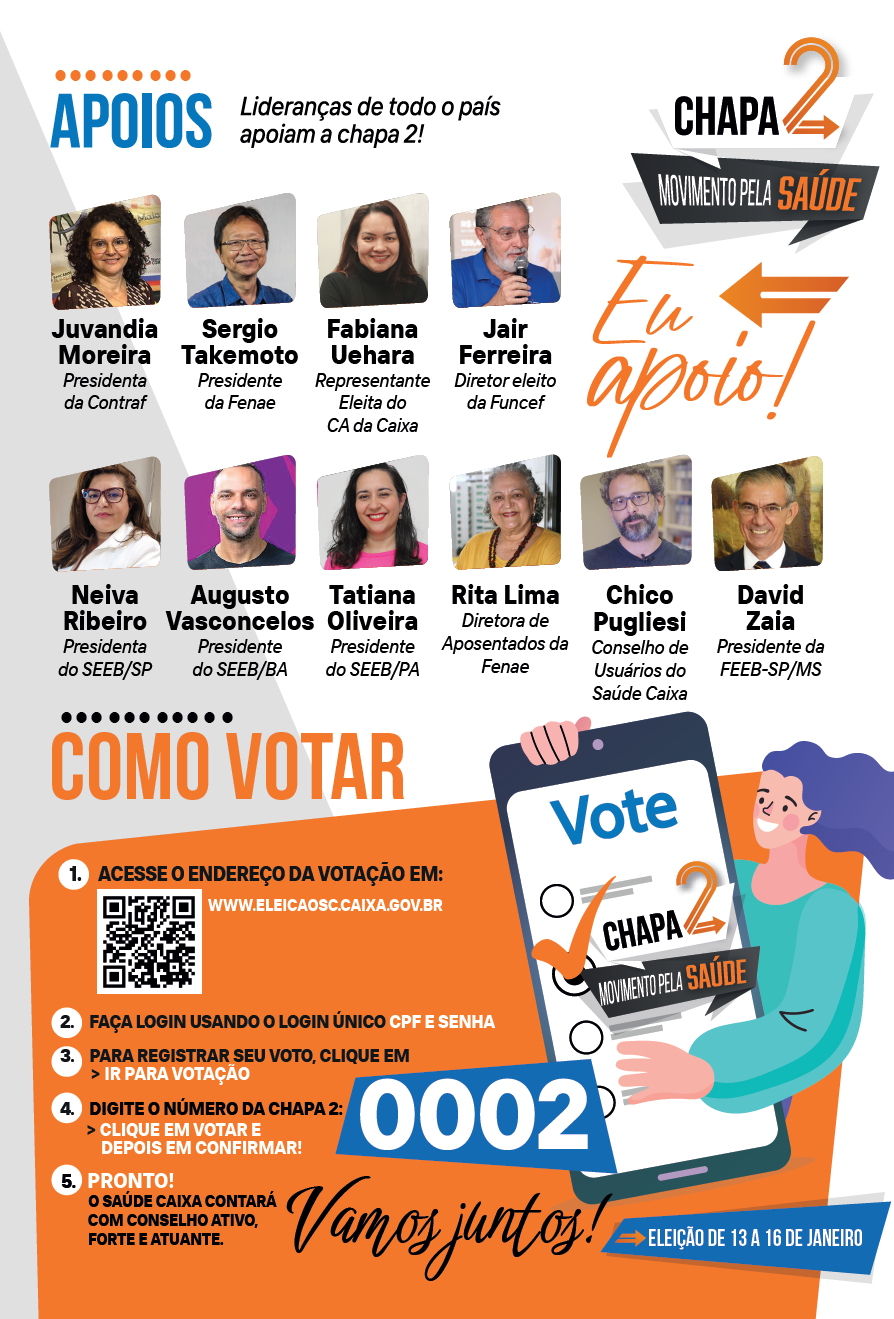 Sindicato apoia Chapa 2 na eleição para o Conselho de Usuários do Saúde Caixa