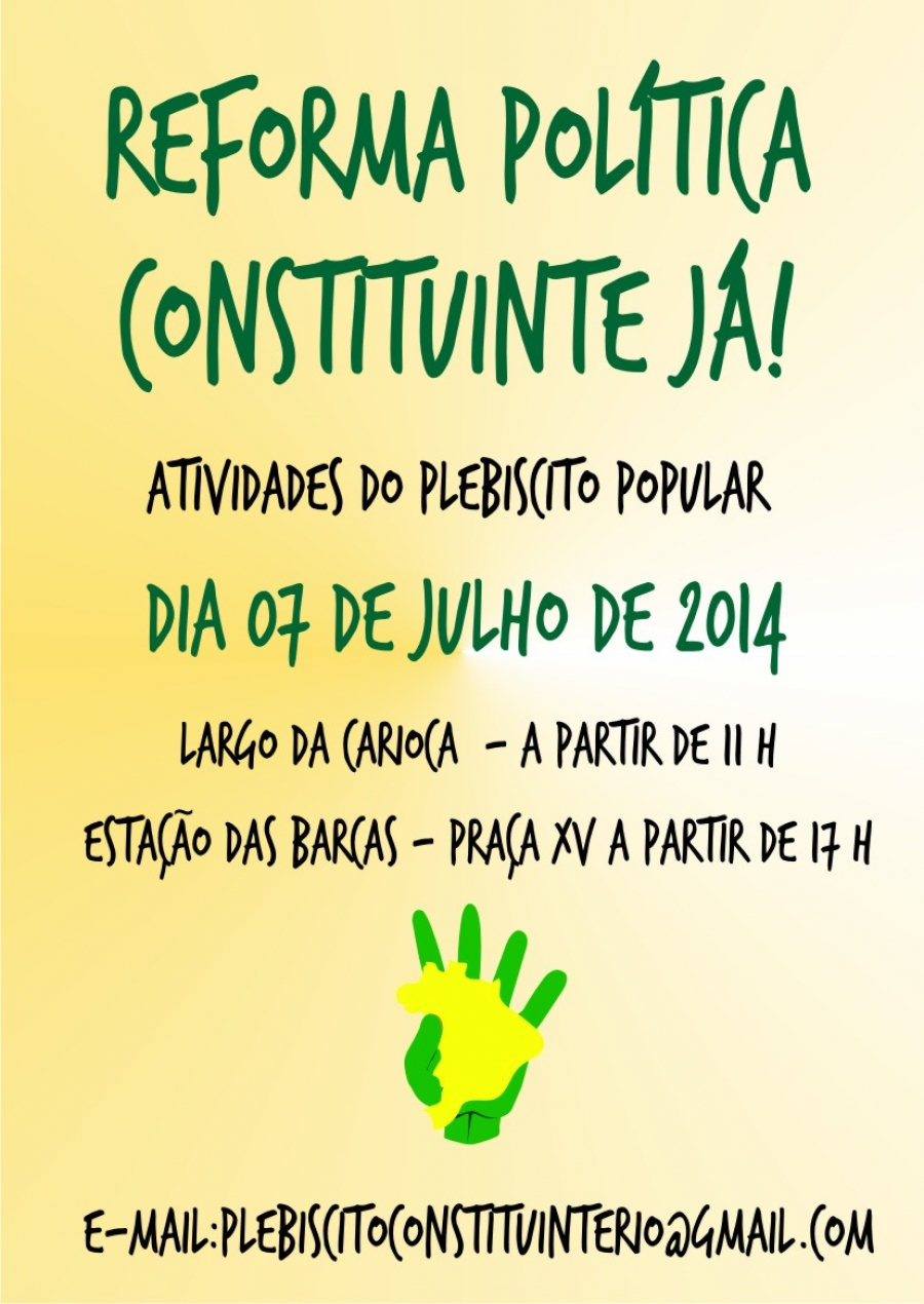 Dia 7, mobilização por reforma política em todas as capitais do país