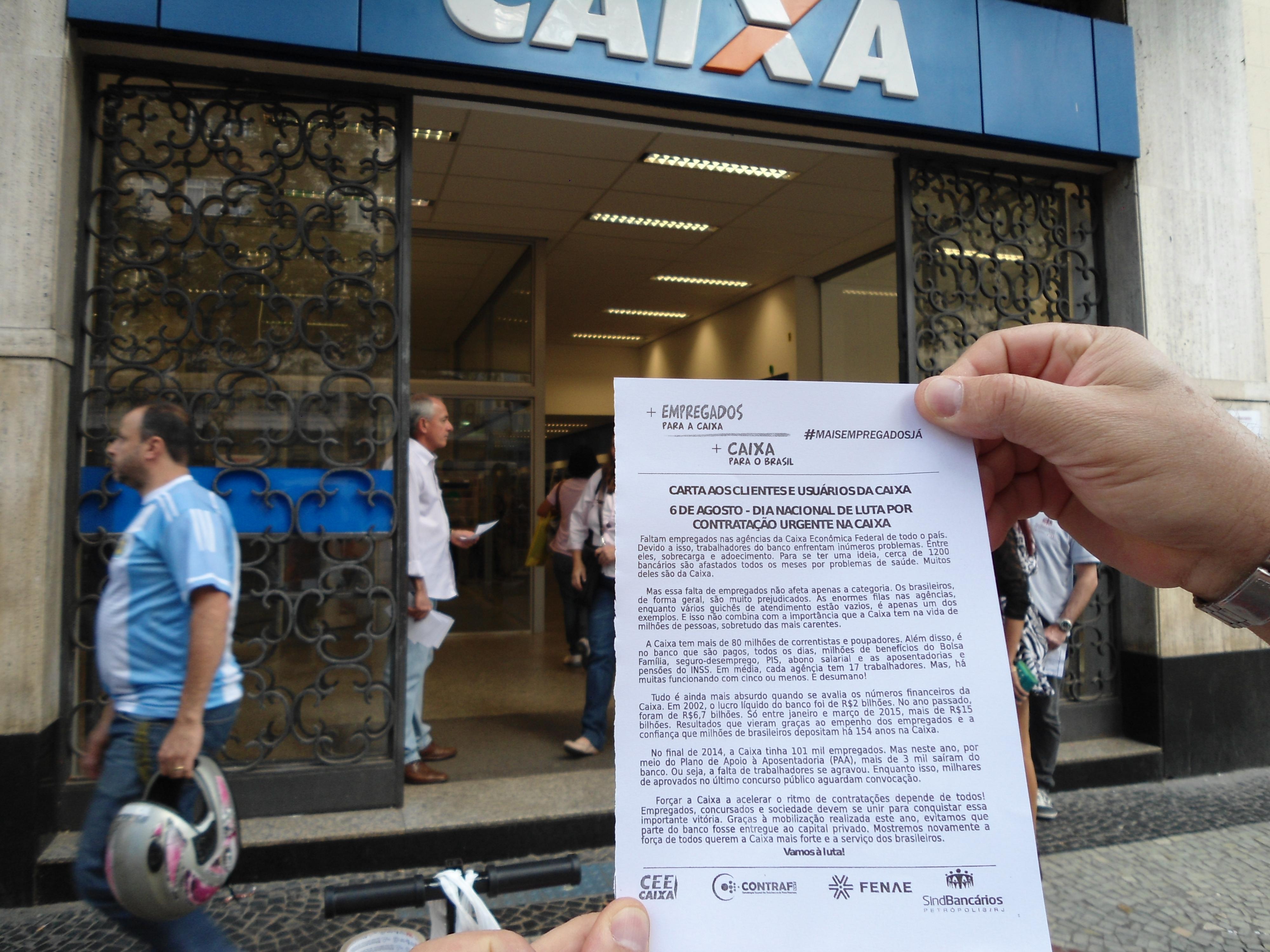 Dia de luta por mais empregados na Caixa