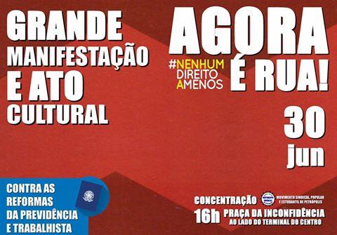 Movimento sindical faz novo ato contra as reformas