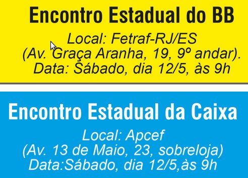Encontros Estaduais do BB e Caixa