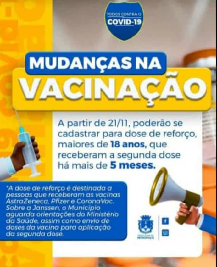 Saúde amplia dose de reforço para  pessoas a partir de 18 anos