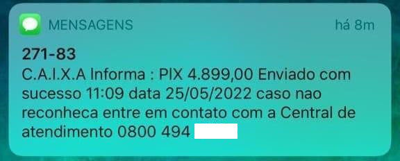 Cuidado! Golpe do PIX está circulando por SMS no celular